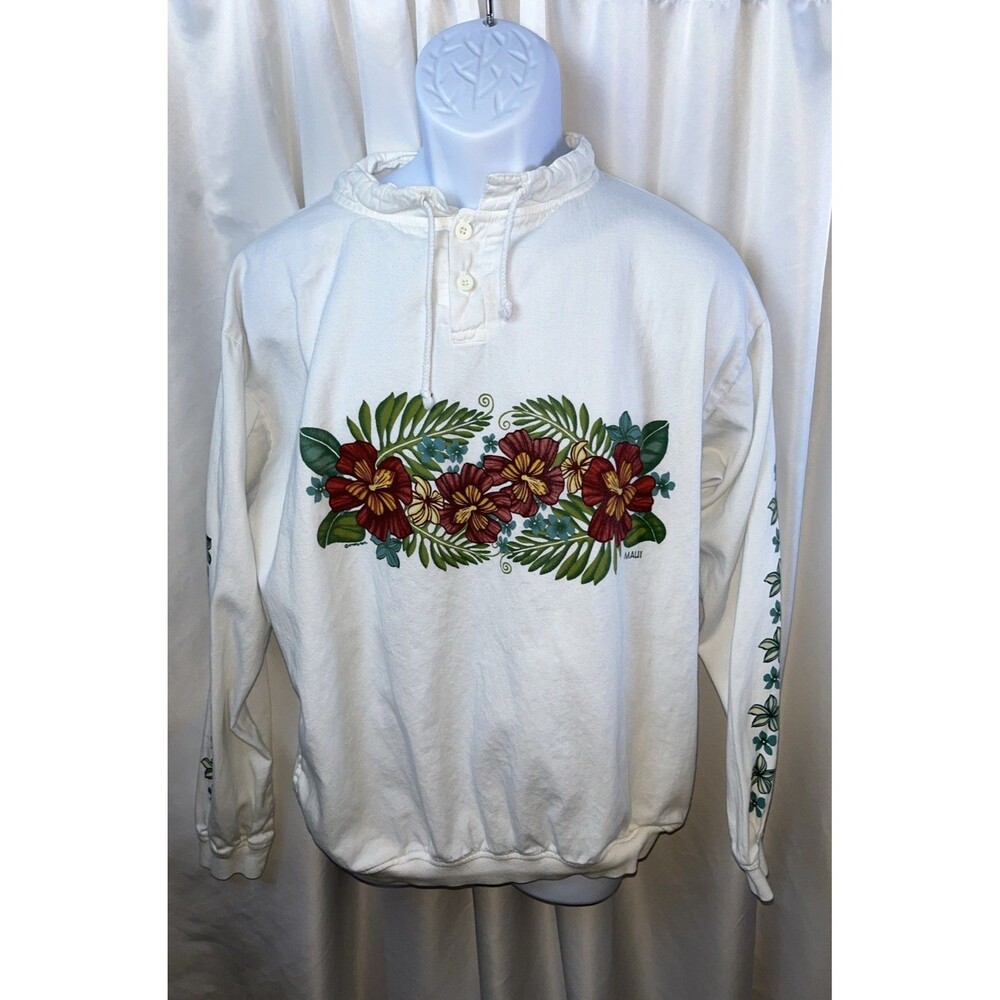 Vintage Crazy Shirts Hawaii Mrs’s Pullover Heanly Graphic Floral Sweatshirt M